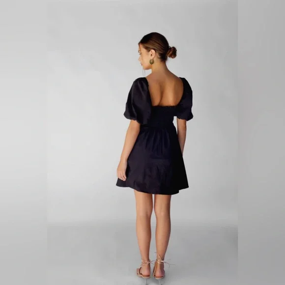 Talia Dress - black puffy sleeve - size medium - Sur La Cote - Picture 2 of 5